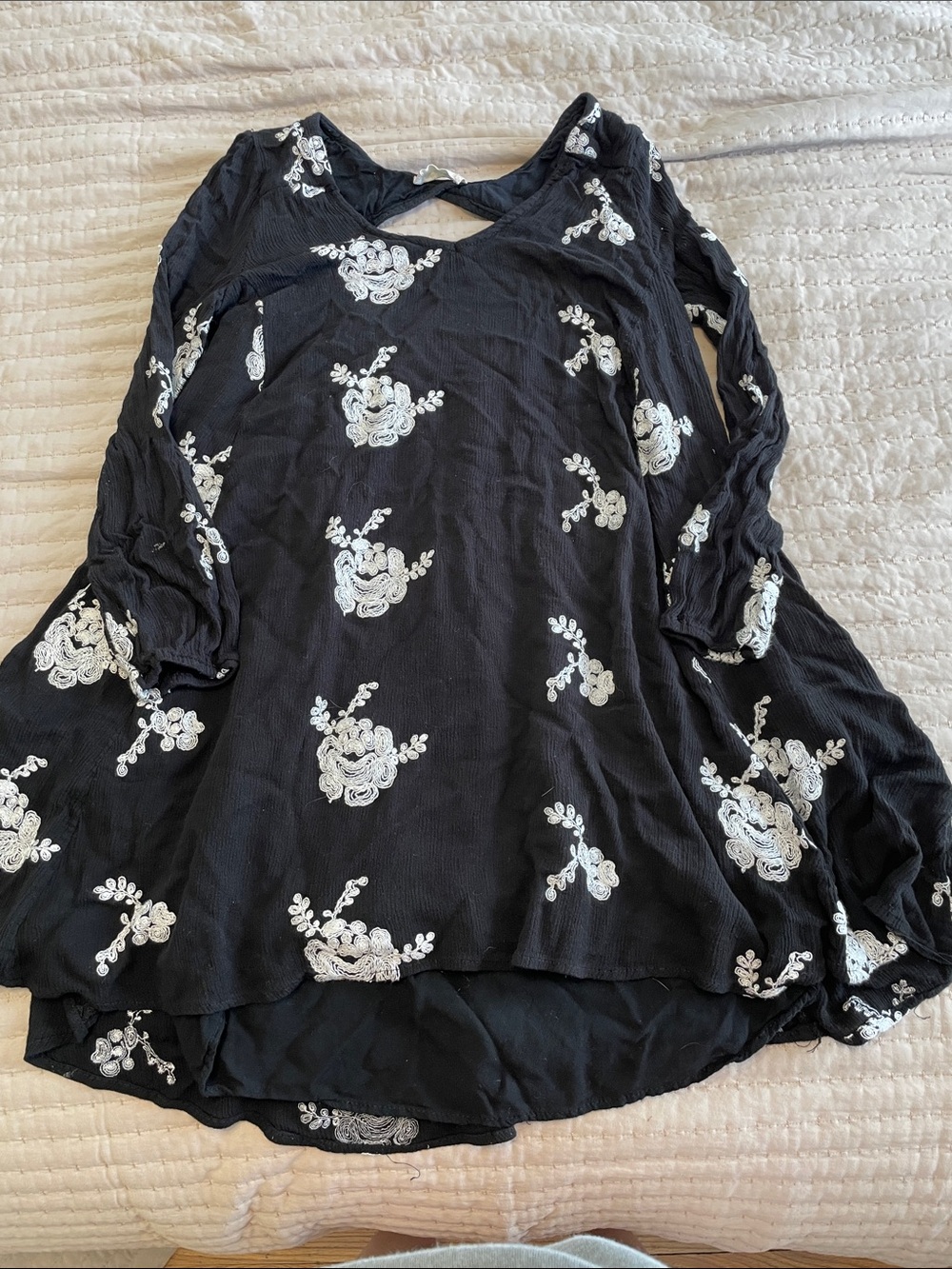 Black Floral Embroidered Altered State Women’s Top